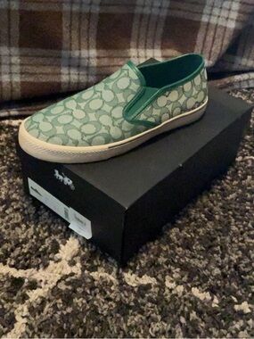 Coach Kids Slip-On Signature Logo Sneaker in Green
